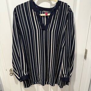 Vince Camuto Navy and White Striped Blouse